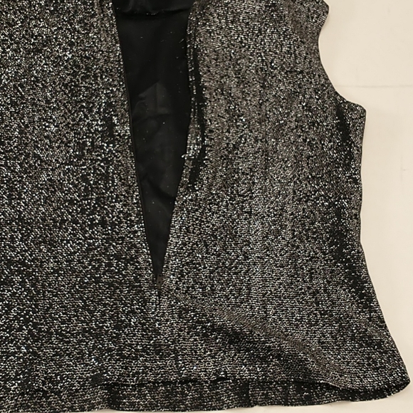 Silver Lame on Black Vintage Skirt & Top 70s 80's Metallic Knit Fun & USA Made - Picture 6 of 8